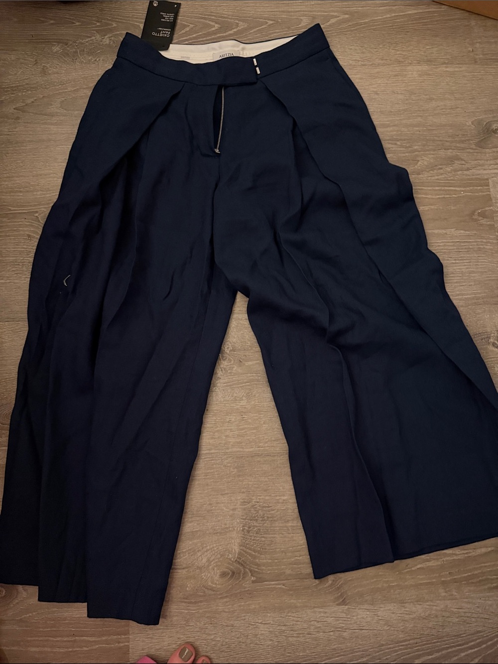 Navy Wide-Leg Dress Pants
